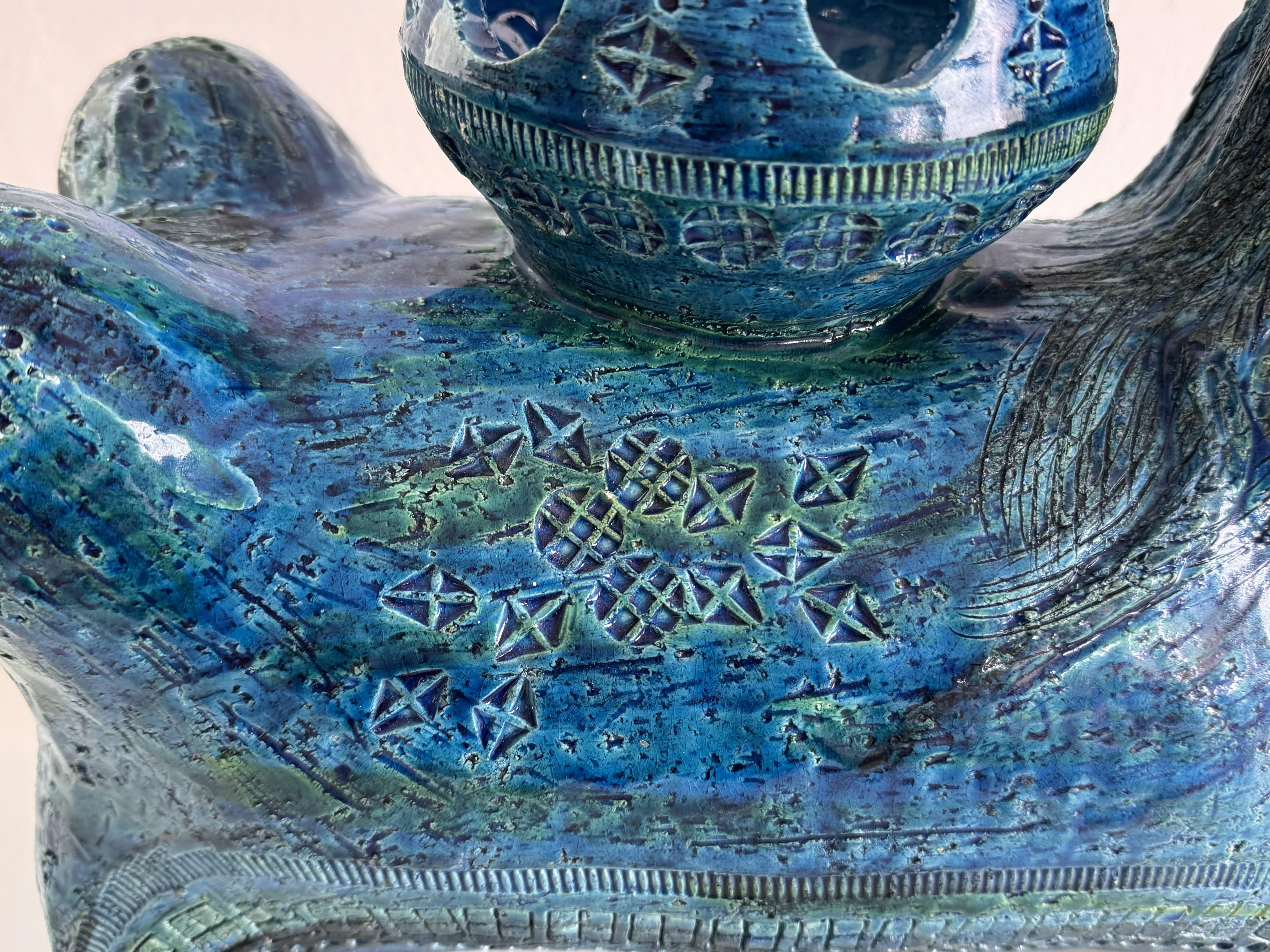 Aldo Londi pour Bitossi Rimini Sculpture Centaure végétal en céramique Blu, Italie, années 1960 en vente 11