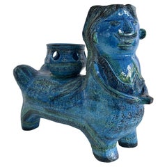Aldo Londi for Bitossi Rimini Blu Ceramic Plant Centaur Sculpture, Italy, 1960s