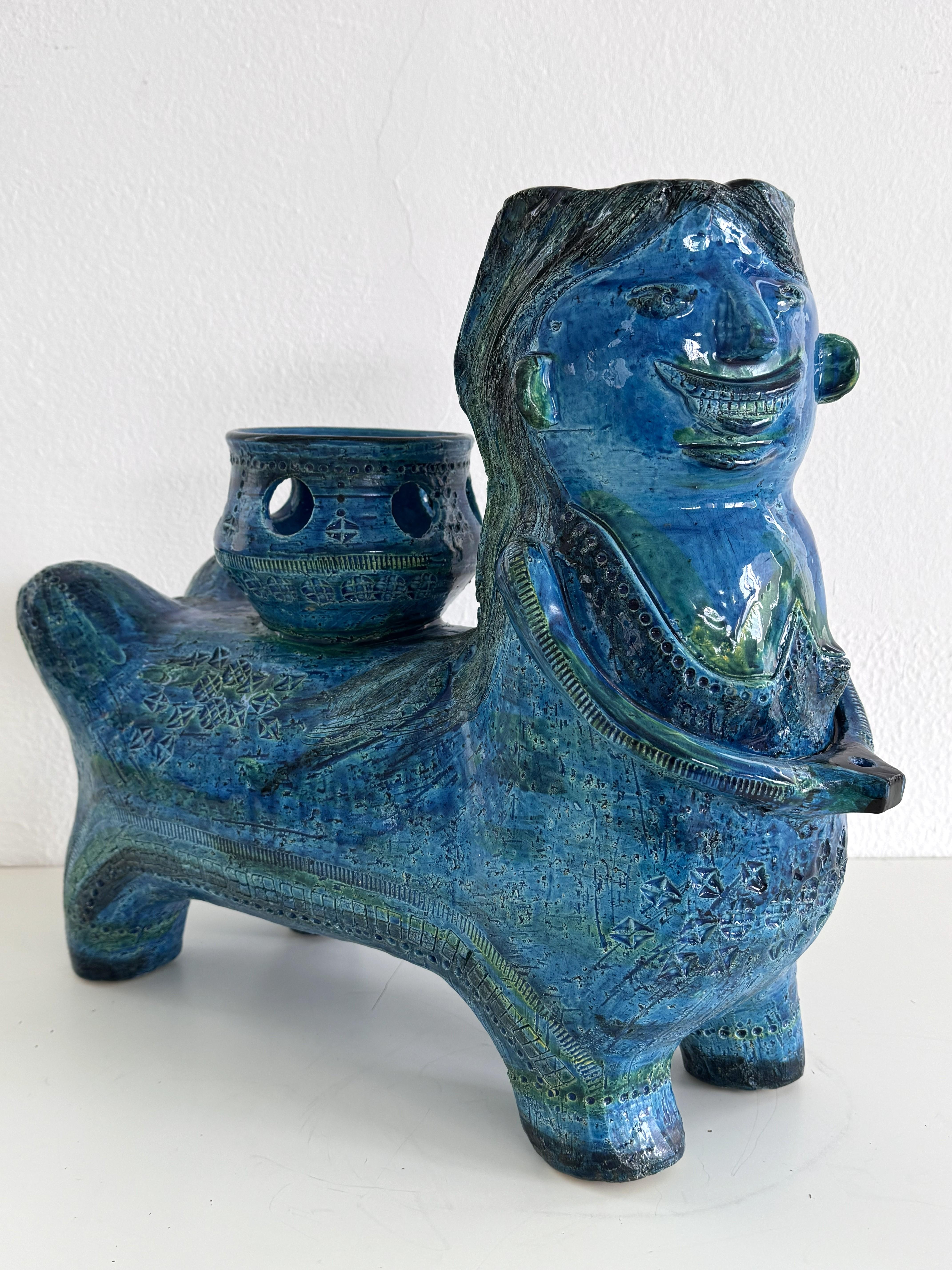 Aldo Londi pour Bitossi Rimini Sculpture Centaure végétal en céramique Blu, Italie, années 1960 Bon état - En vente à Morazzone, Varese