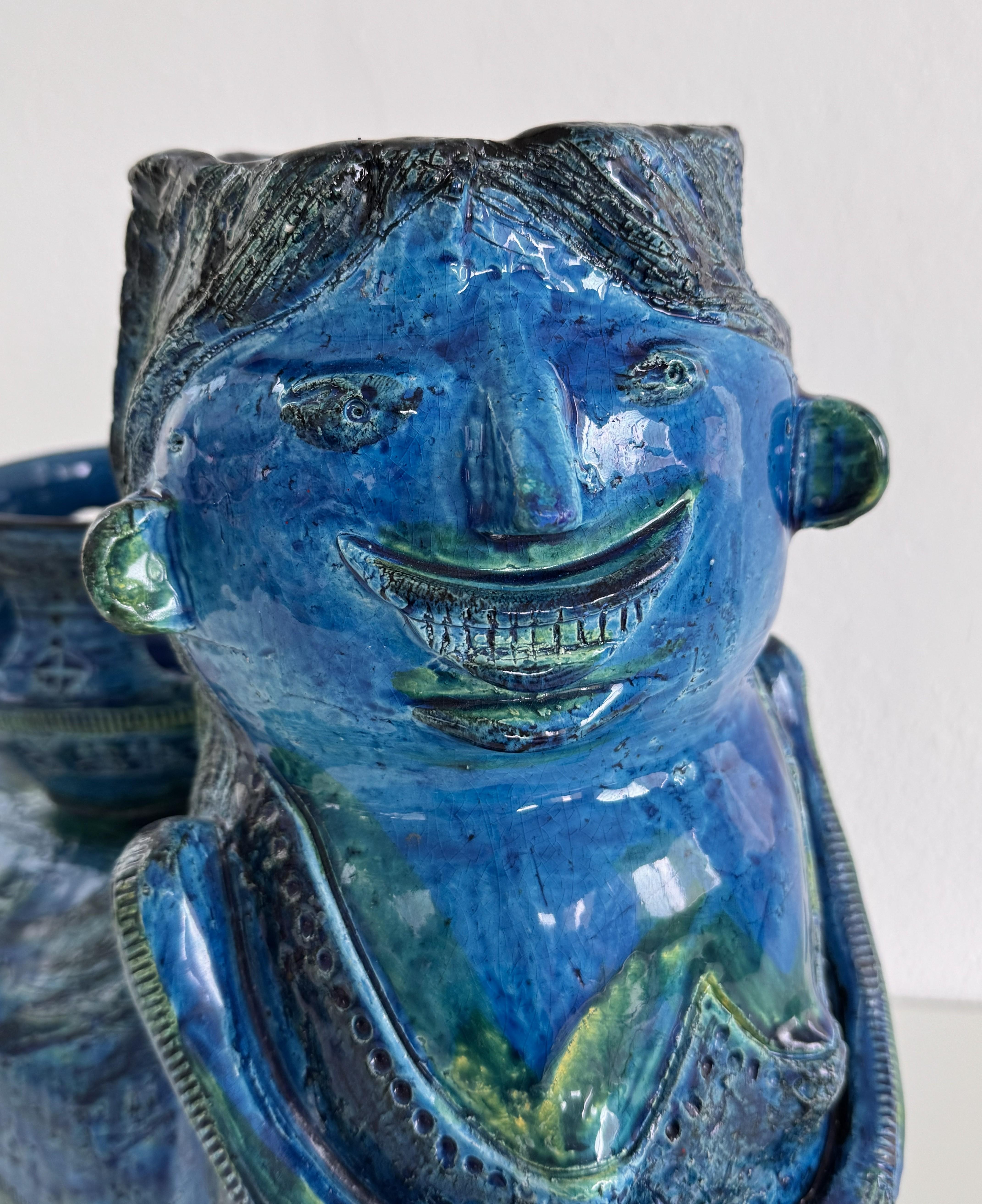 Milieu du XXe siècle Aldo Londi pour Bitossi Rimini Sculpture Centaure végétal en céramique Blu, Italie, années 1960 en vente