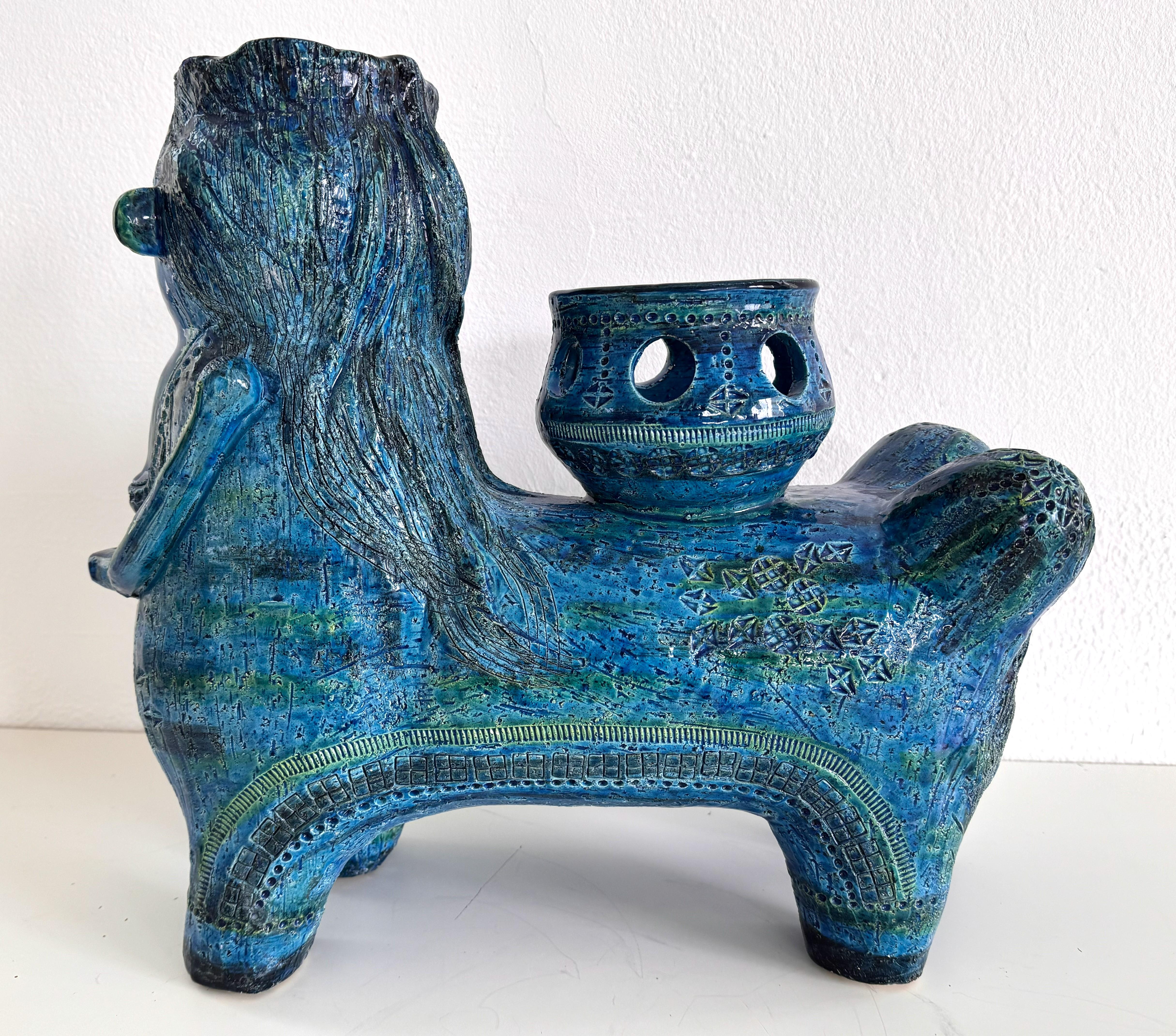 Aldo Londi pour Bitossi Rimini Sculpture Centaure végétal en céramique Blu, Italie, années 1960 en vente 1