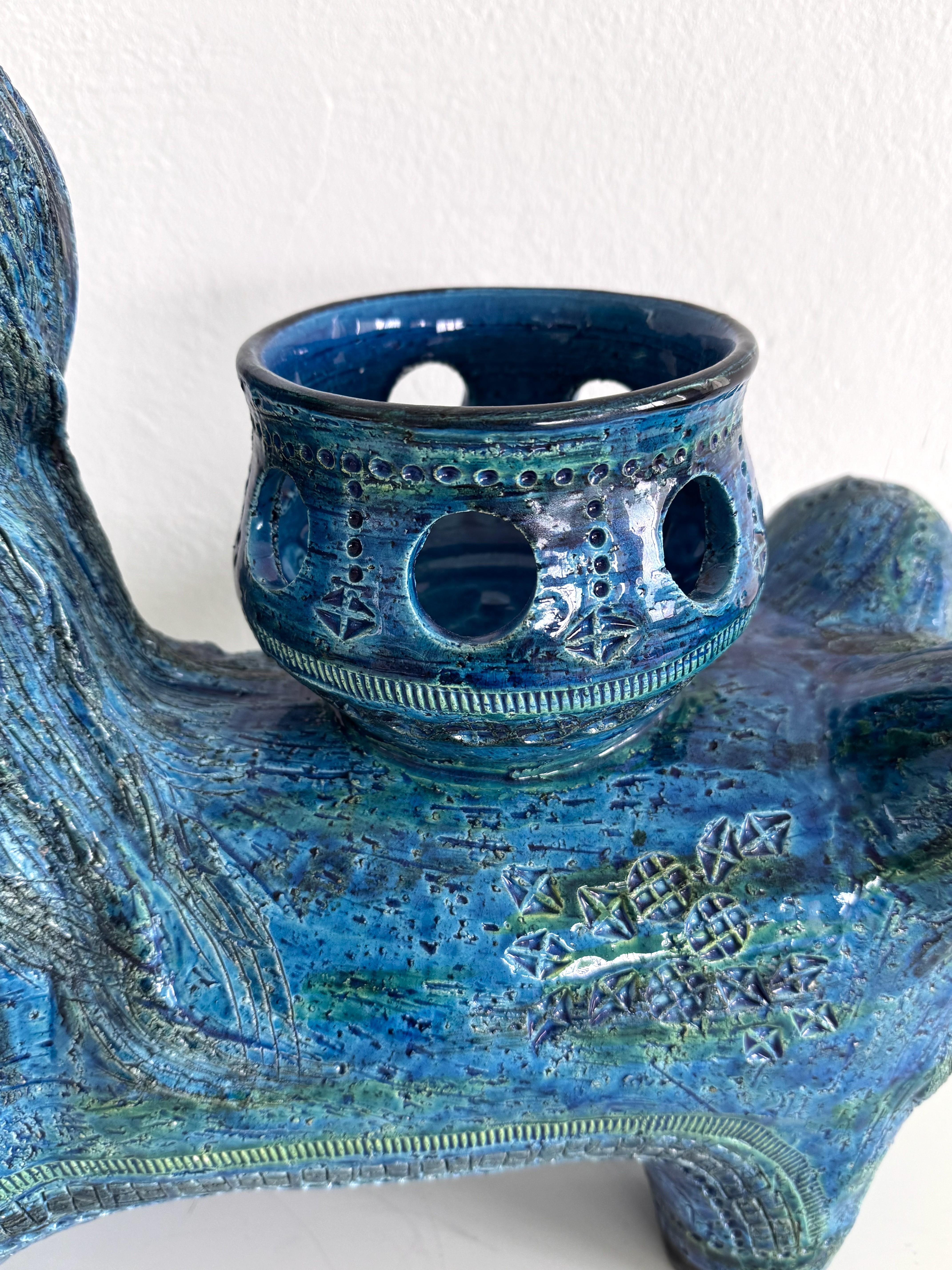 Aldo Londi pour Bitossi Rimini Sculpture Centaure végétal en céramique Blu, Italie, années 1960 en vente 2