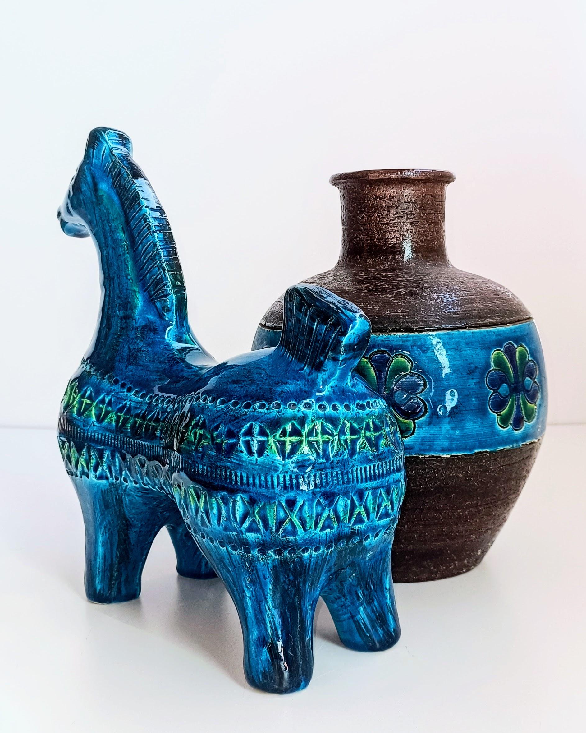 Bitossi Rimini Blu by Aldo Londi Large Ceramic Horse  2