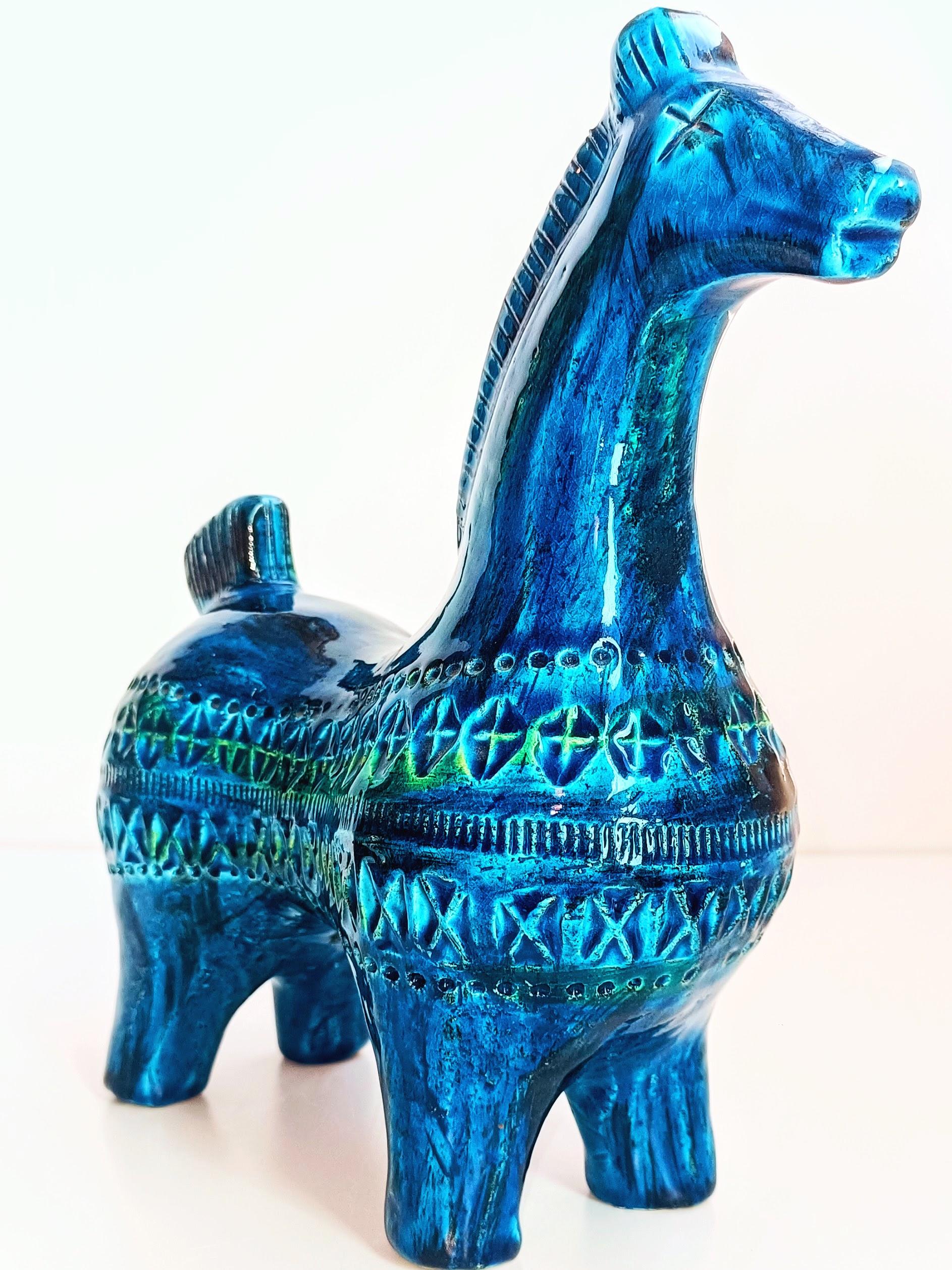 Bitossi Rimini Blu by Aldo Londi Large Ceramic Horse  In Good Condition In VALENCIA, ES