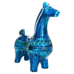 Bitossi Rimini Blu by Aldo Londi Large Ceramic Horse 