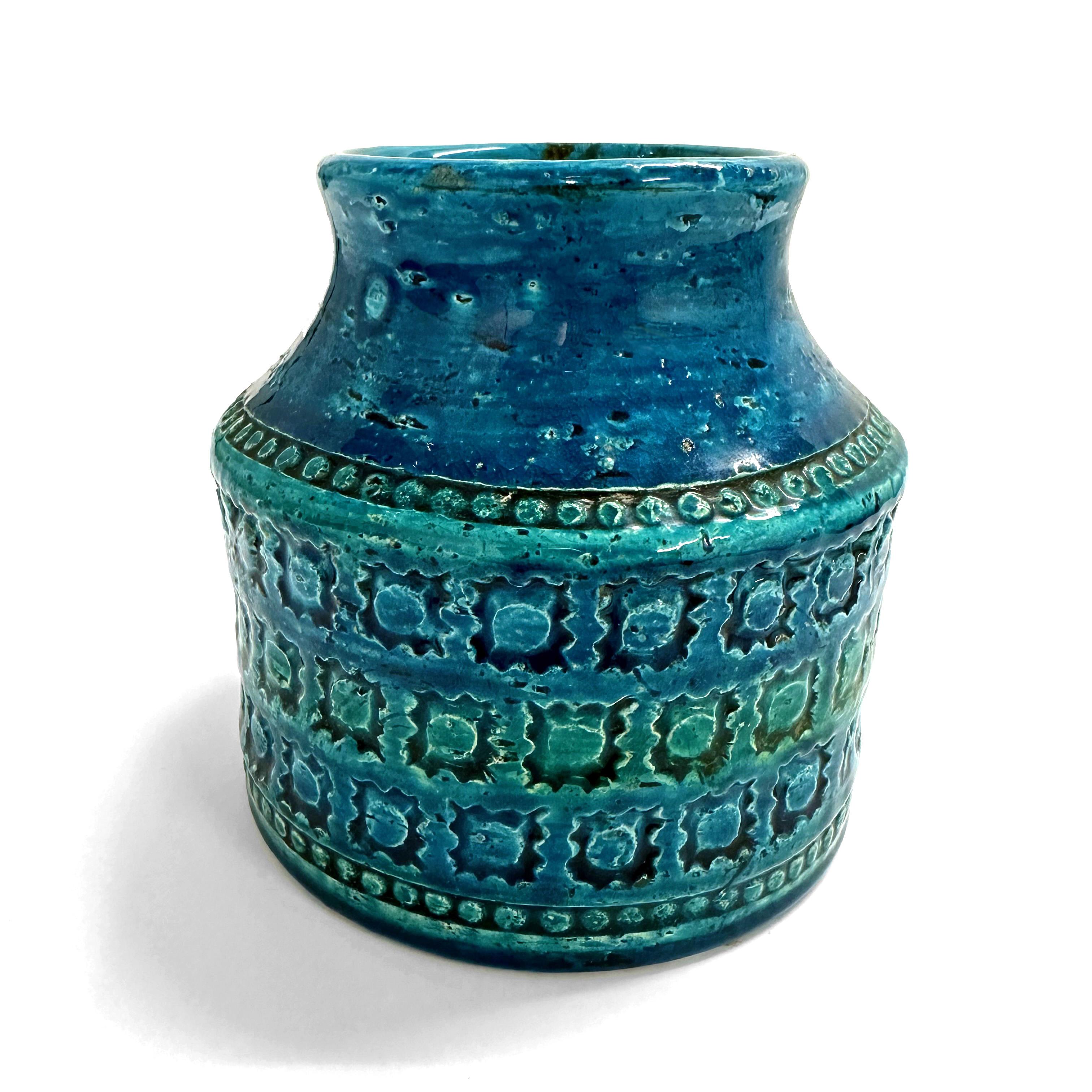 Mid-Century Modern Aldo Londi for Bitossi Rimini Blu Wide-Mouthed Vase For Sale