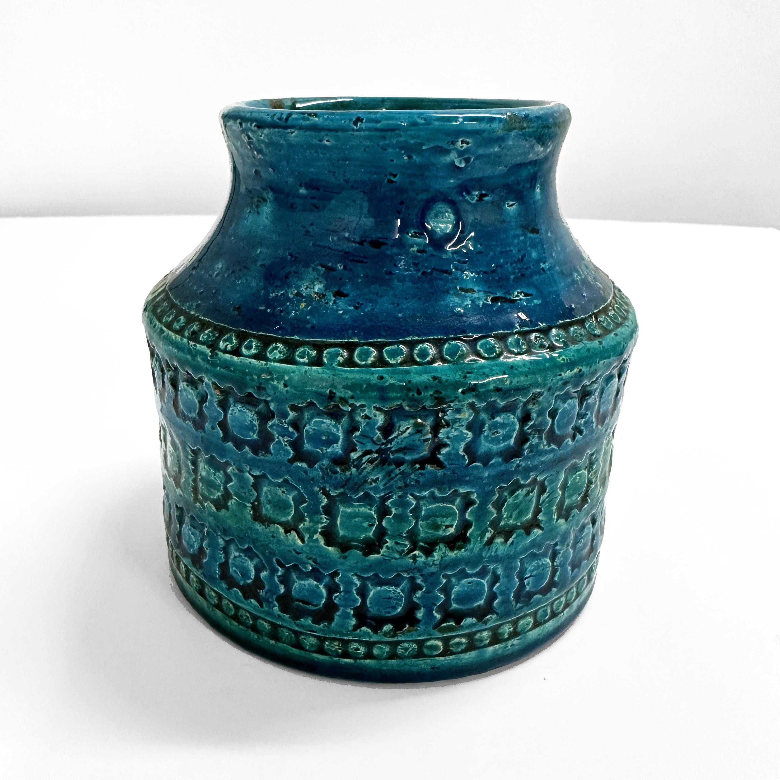 Italian Aldo Londi for Bitossi Rimini Blu Wide-Mouthed Vase For Sale
