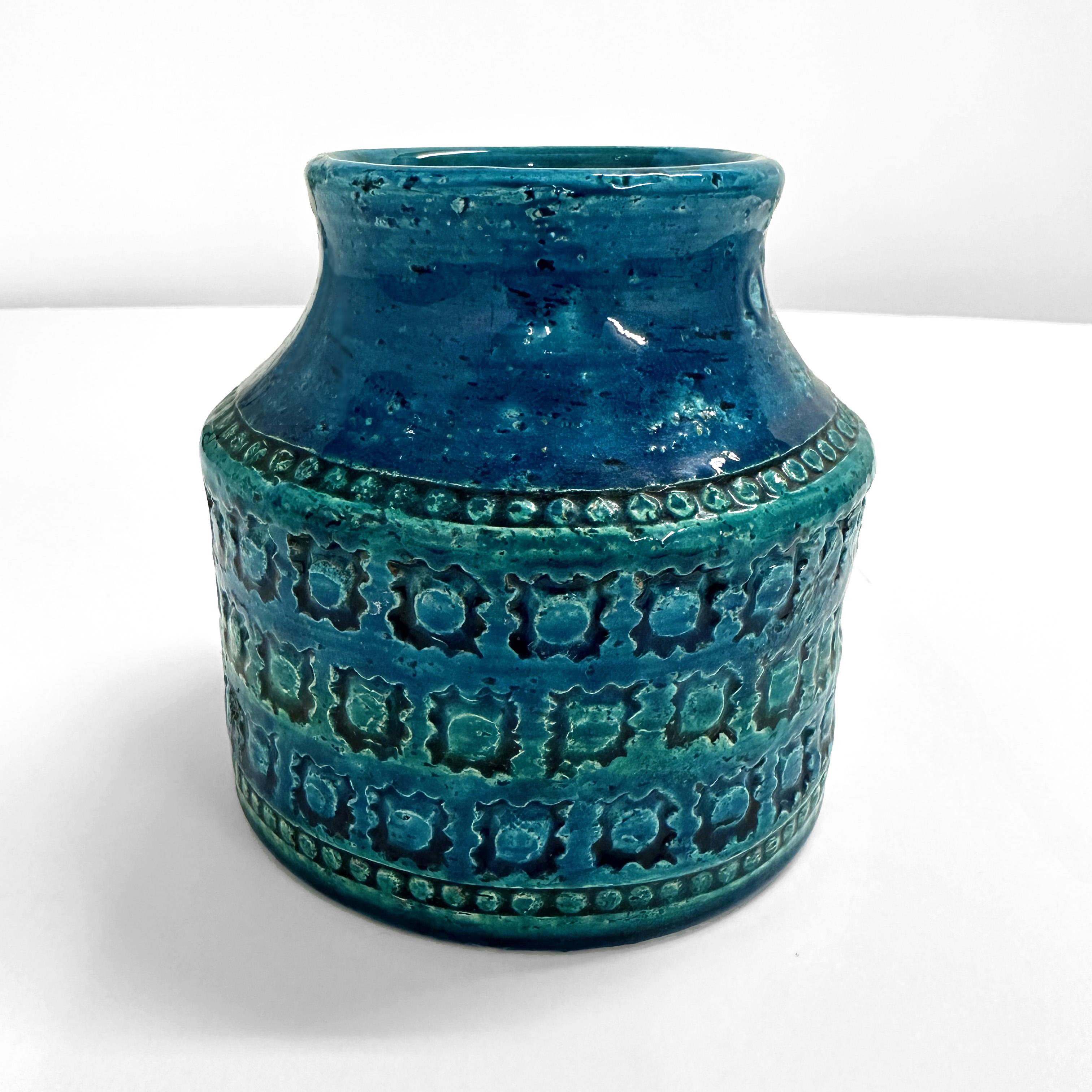 Glazed Aldo Londi for Bitossi Rimini Blu Wide-Mouthed Vase For Sale
