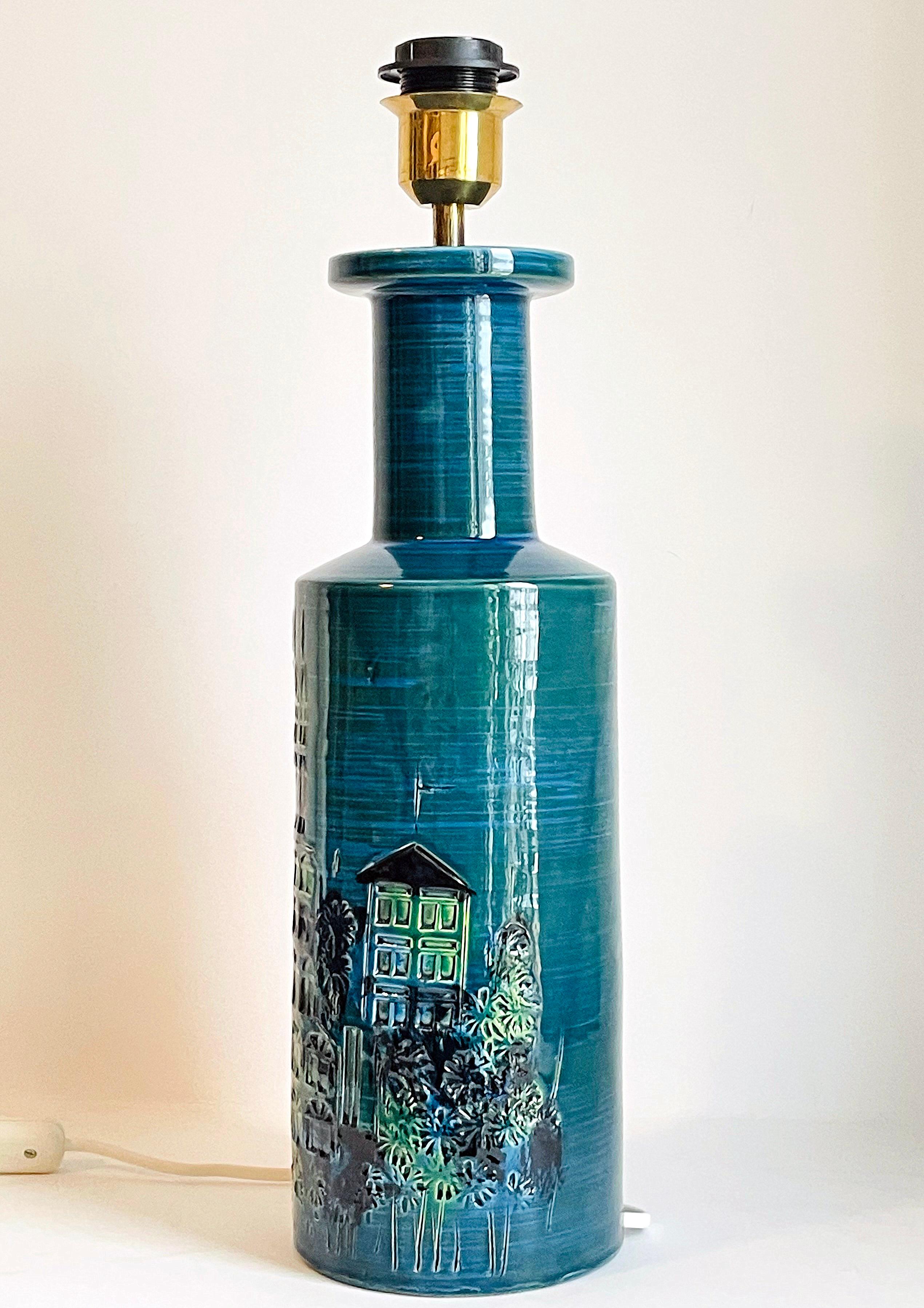 italien Lampe de bureau Rimini bleue d'Aldo Londi pour Bitossi, années 1960 en vente