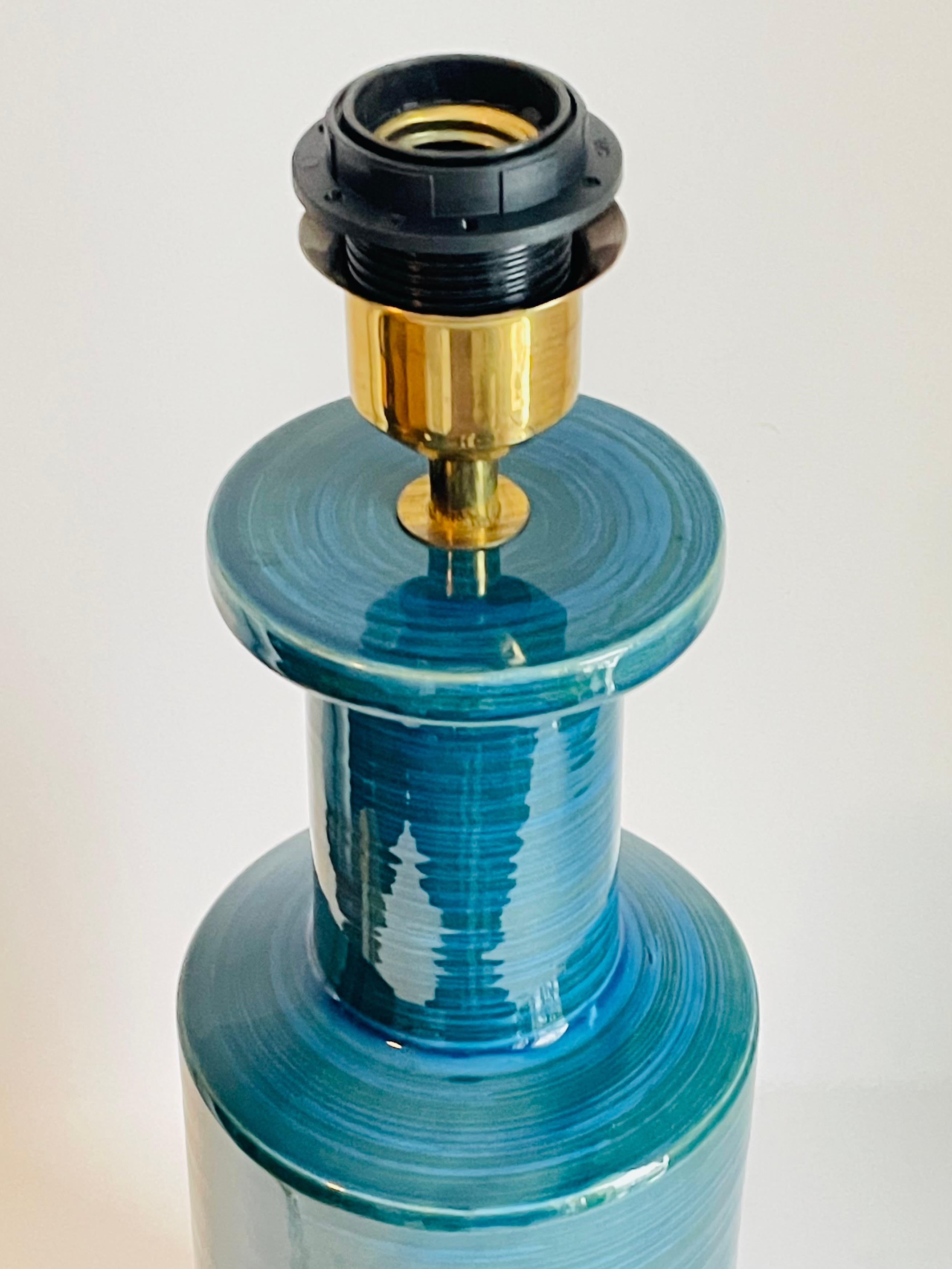 Italian Aldo Londi for Bitossi Rimini Blue Campus Table Lamp, 1960s