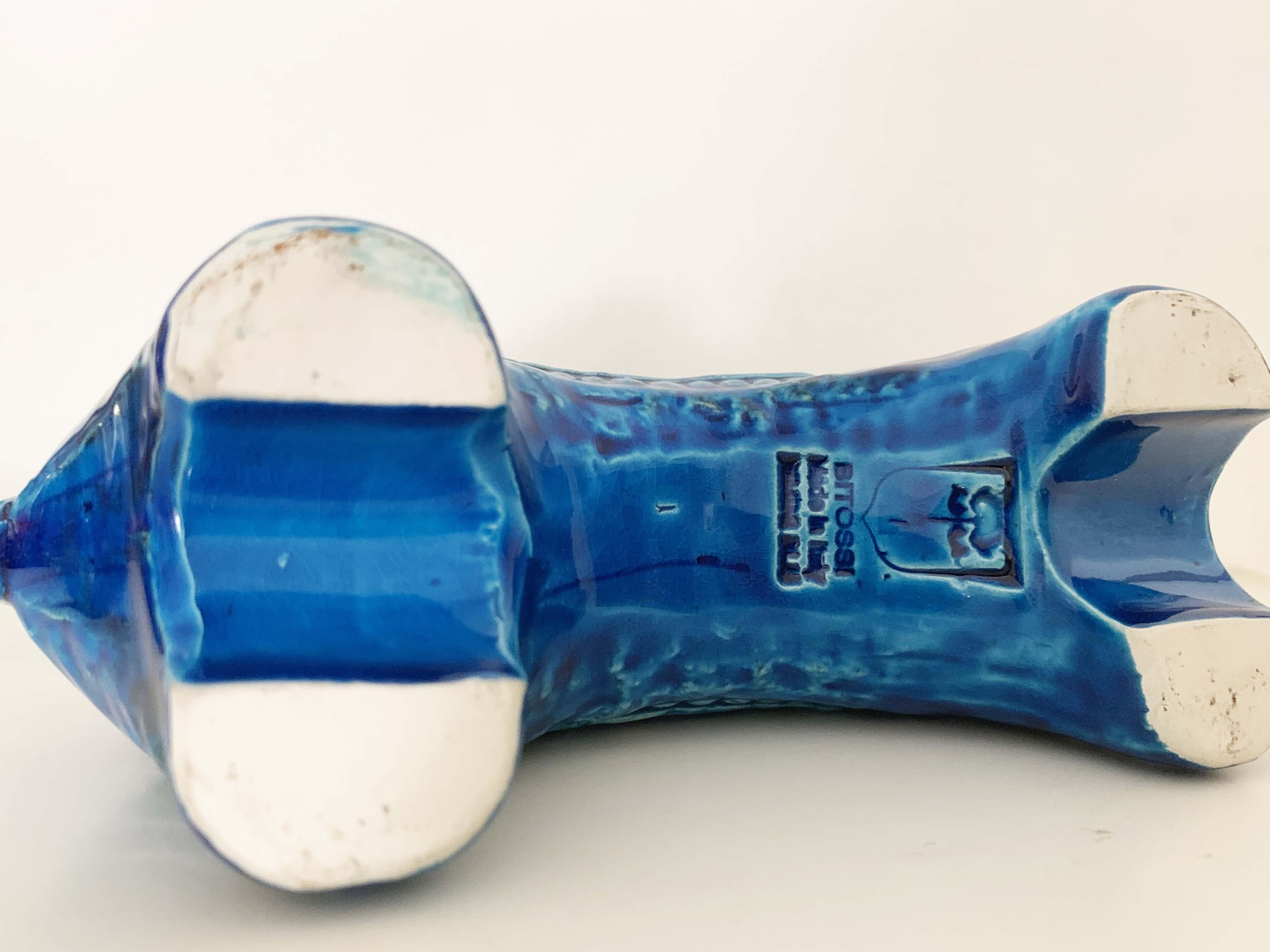 Aldo Londi for Bitossi Rimini Blue Figurine, Horse, Rider, Cavallerizzo Pottery 3