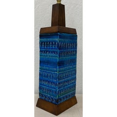 Aldo Londi for Bitossi Rimini Blue Glaze Table Lamp, circa 1960