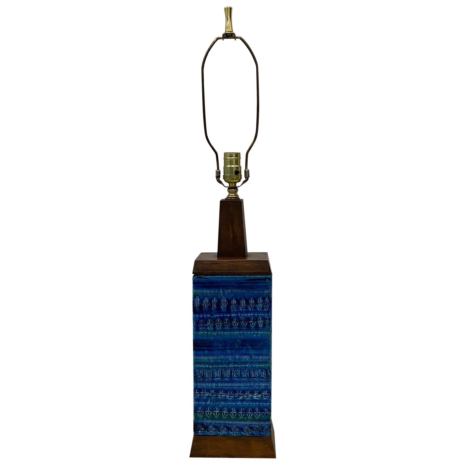 Aldo Londi for Bitossi Rimini Blue Glaze Table Lamp, circa 1960