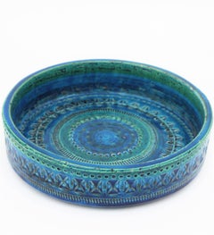 Ciotola rotonda in ceramica di Aldo Londi Bitossi Rimini Blu, anni '50