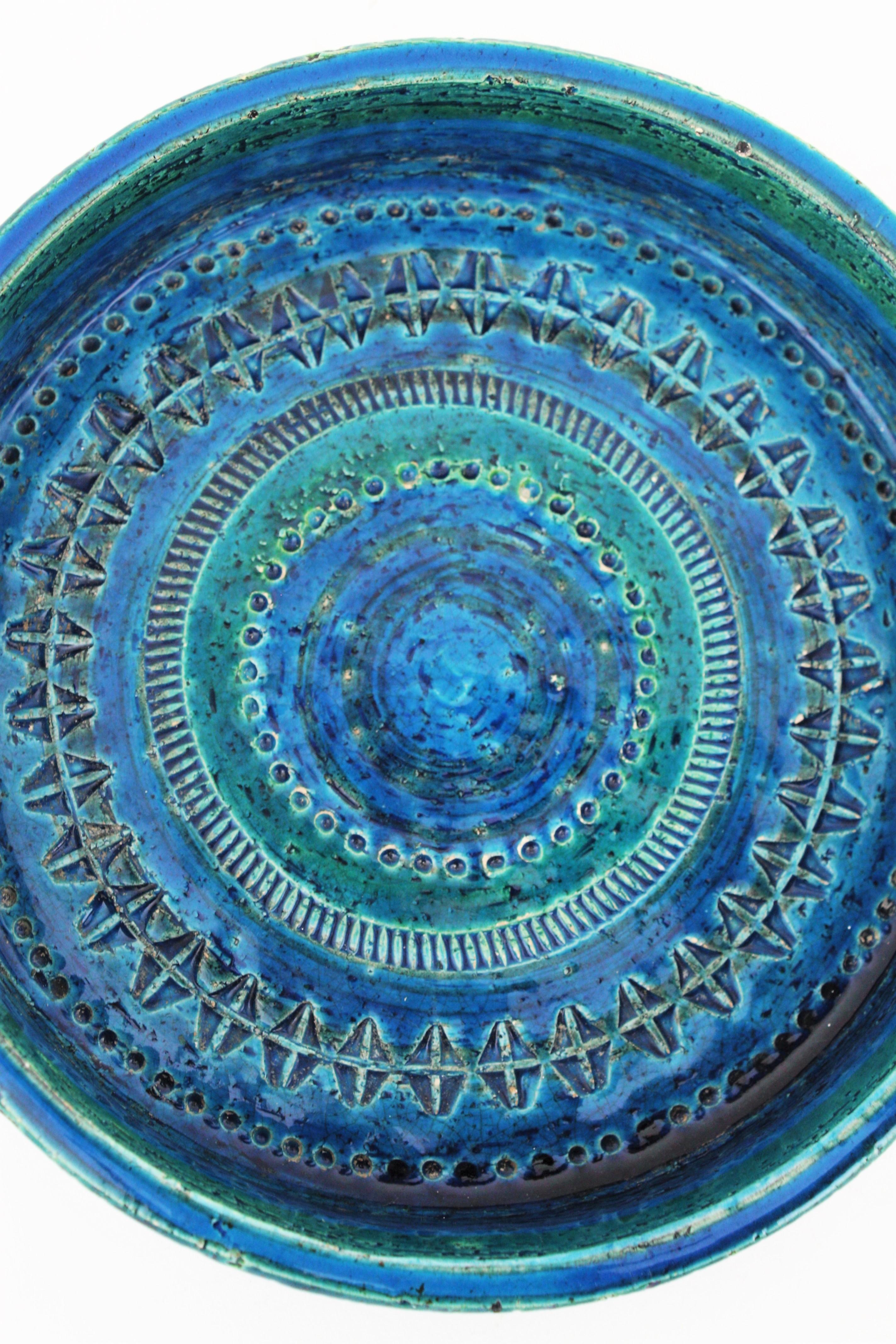 Runde Schale „Rimini Blu“ aus Keramik von Aldo Londi Bitossi, 1950er Jahre (Italienisch) im Angebot