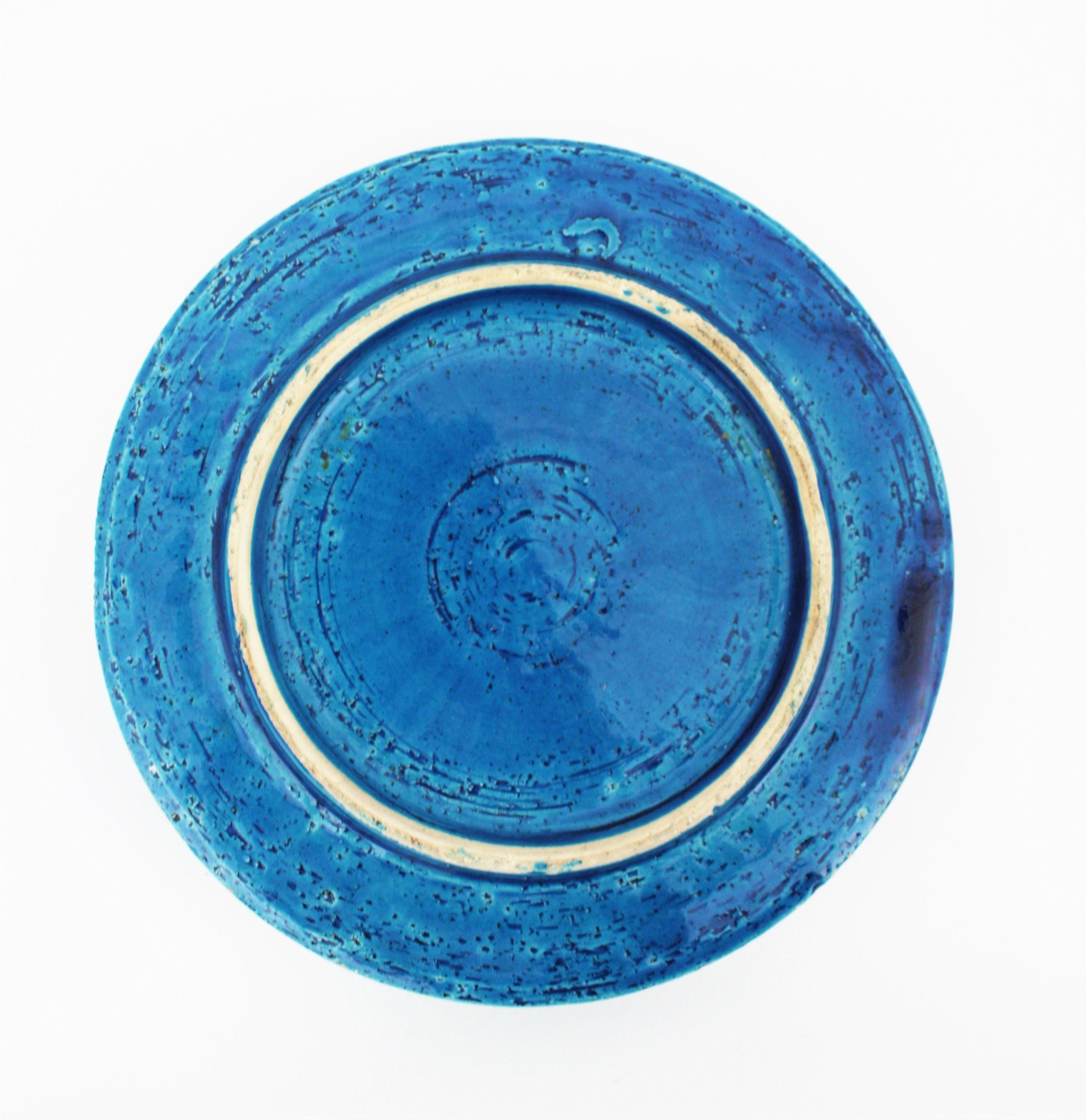 Glazed Aldo Londi Bitossi Rimini Blu Ceramic Round Bowl, 1950s For Sale