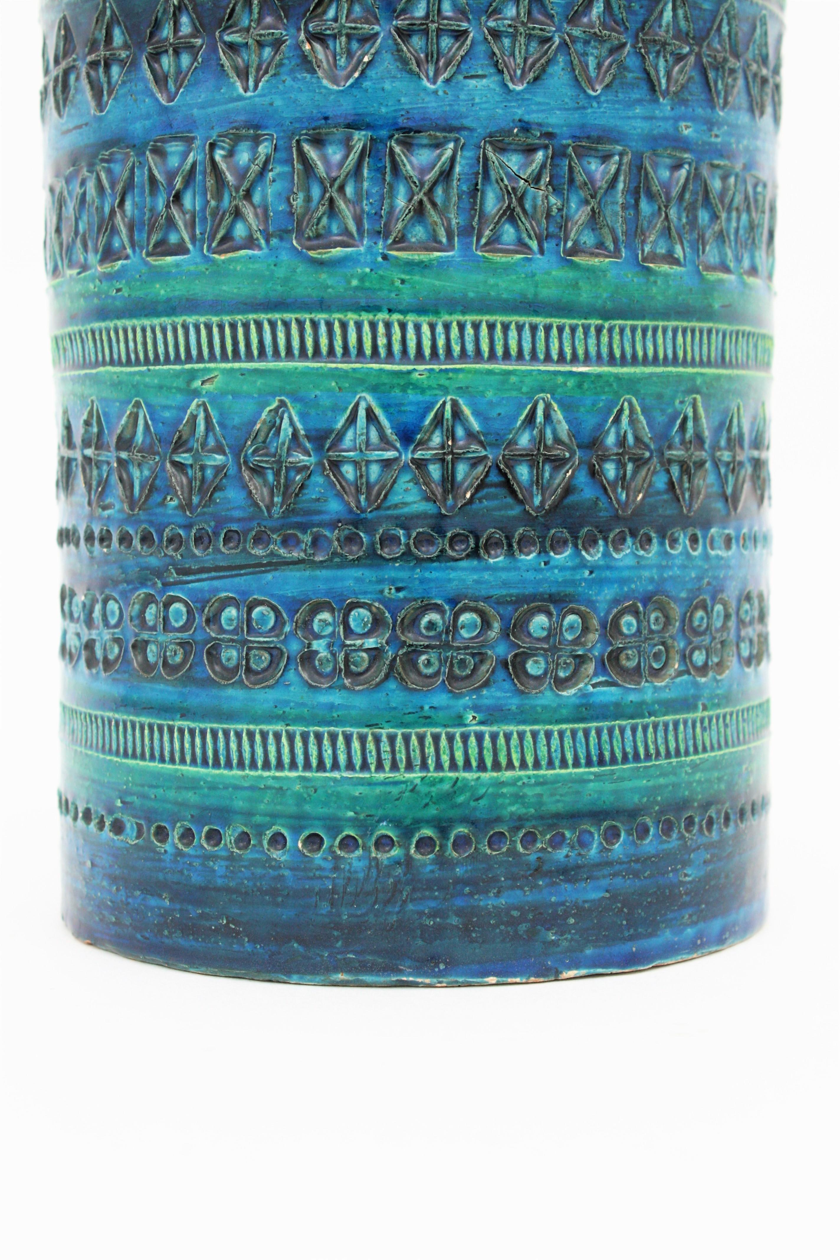 Aldo Londi for Bitossi Rimini Blue Glazed Ceramic Extra Large Vase, Italy, 1960s 3