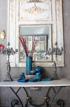 Aldo Londi Bitossi Rimini Blue Glazed Ceramic XL Vase, Italy 1960