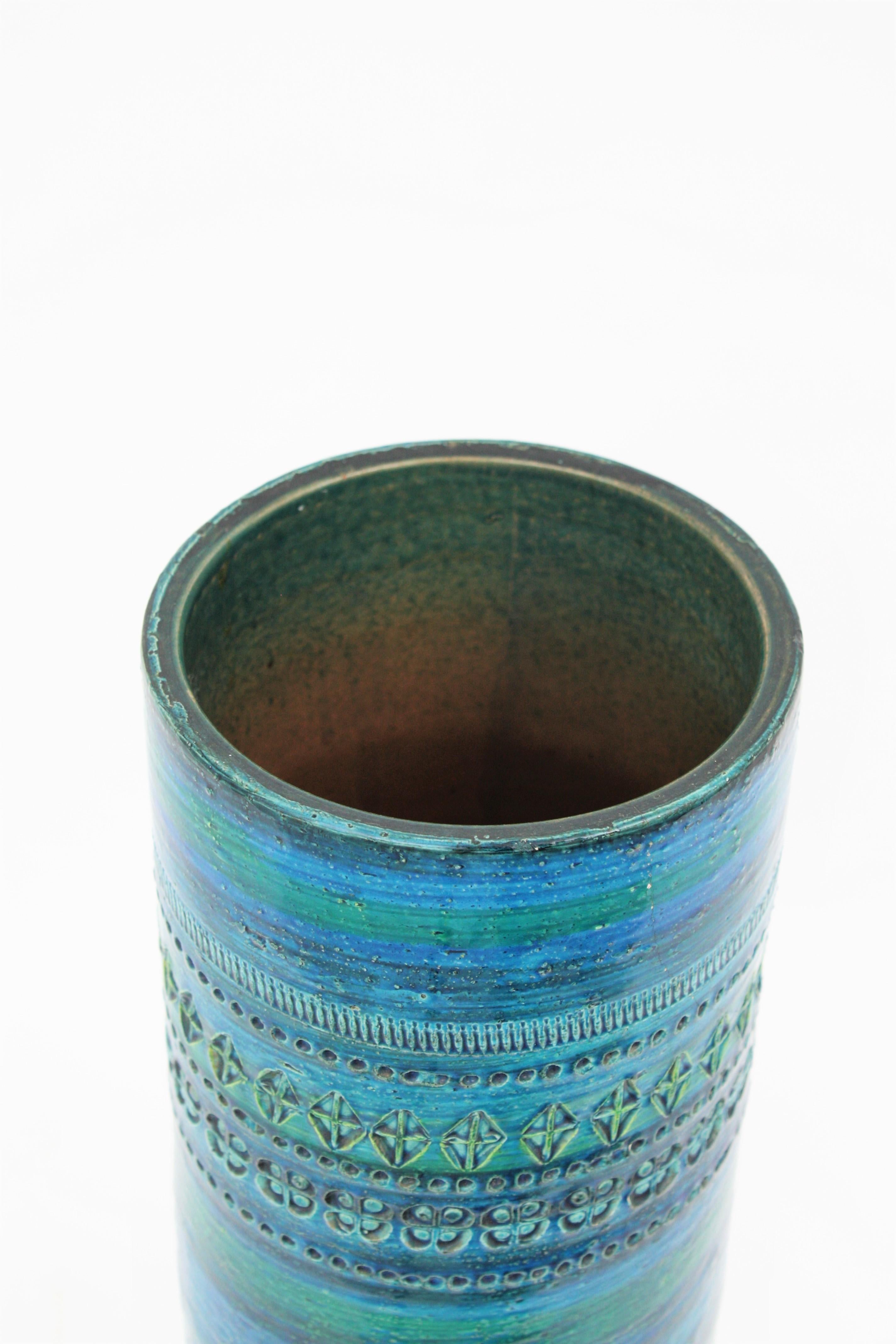 Aldo Londi for Bitossi Rimini Blue Glazed Ceramic Extra Large Vase, Italy, 1960s 1