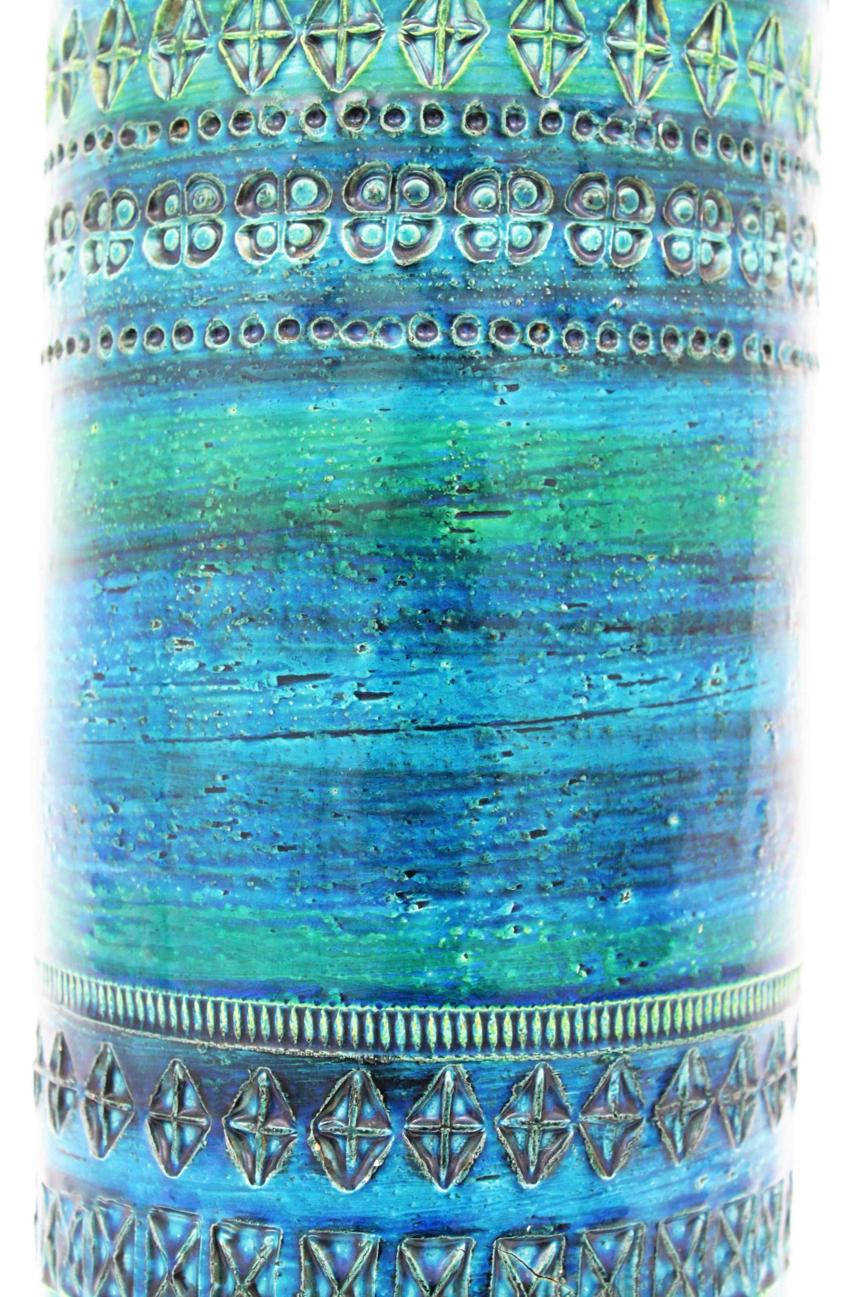 Aldo Londi for Bitossi Rimini Blue Glazed Ceramic Extra Large Vase, Italy, 1960s 2