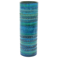 Aldo Londi for Bitossi Rimini Blue Glazed Ceramic Extra Large Vase, Italy, 1960s