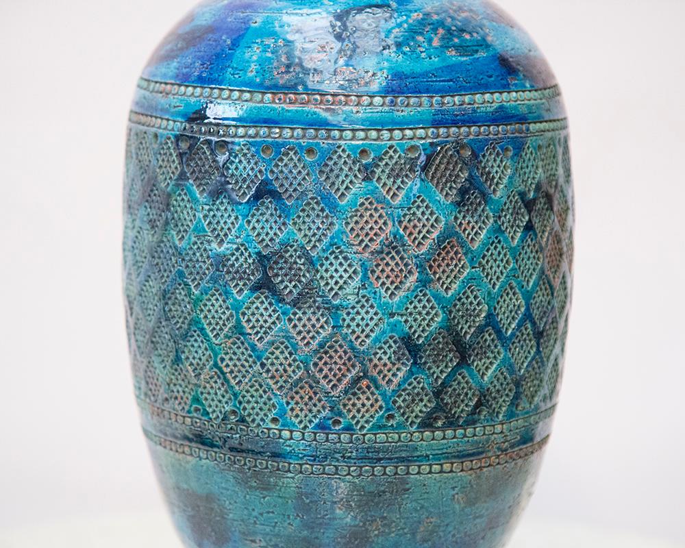 Mid-20th Century Aldo Londi for Bitossi Rimini Blue Italian Pottery Lamp
