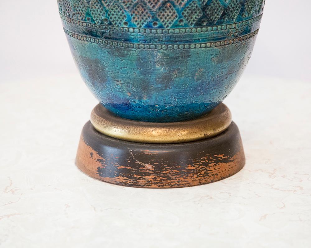 Ceramic Aldo Londi for Bitossi Rimini Blue Italian Pottery Lamp