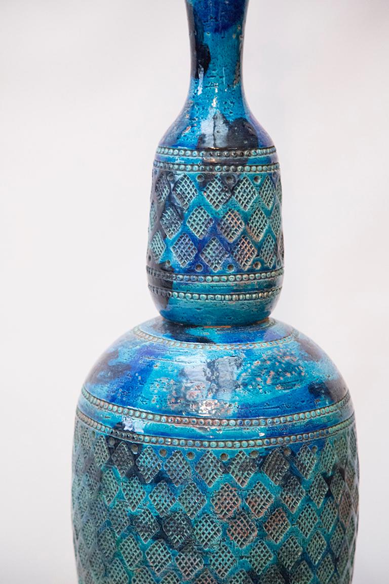 Aldo Londi for Bitossi Rimini Blue Italian Pottery Lamp 2
