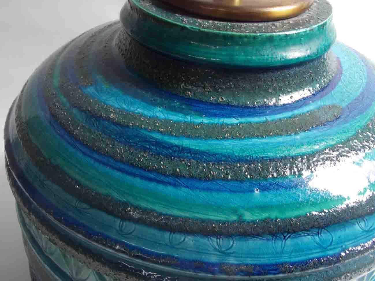 Ceramic Aldo Londi for Bitossi Rimini Blue Lamp For Sale
