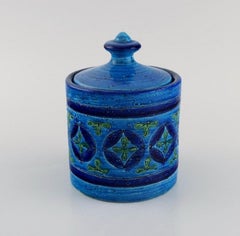 Aldo Londi for Bitossi, Rimini-Blue Lidded Jar in Glazed Ceramics