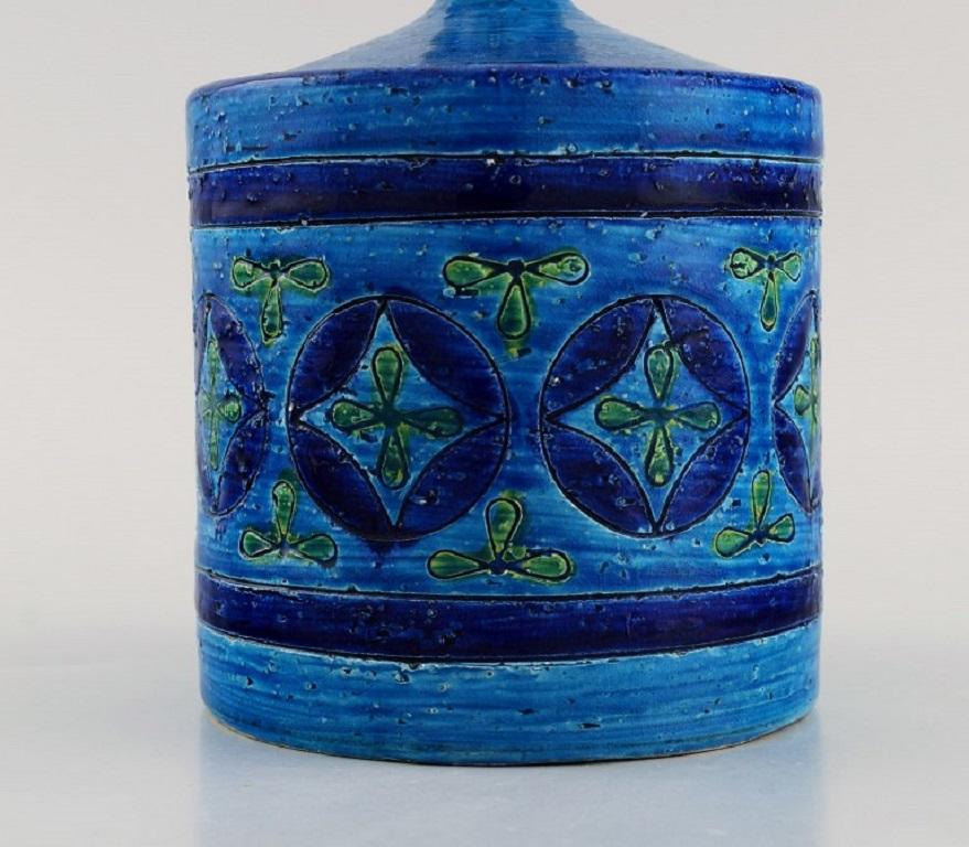 Mid-Century Modern Aldo Londi for Bitossi, Rimini-Blue Lidded Jar in Glazed Ceramics