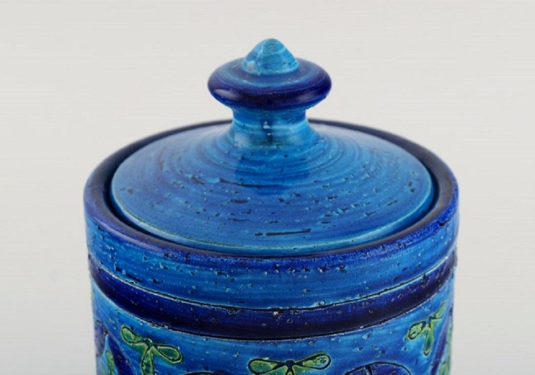 Italian Aldo Londi for Bitossi, Rimini-Blue Lidded Jar in Glazed Ceramics