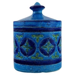 Aldo Londi for Bitossi, Rimini-Blue Lidded Jar in Glazed Ceramics