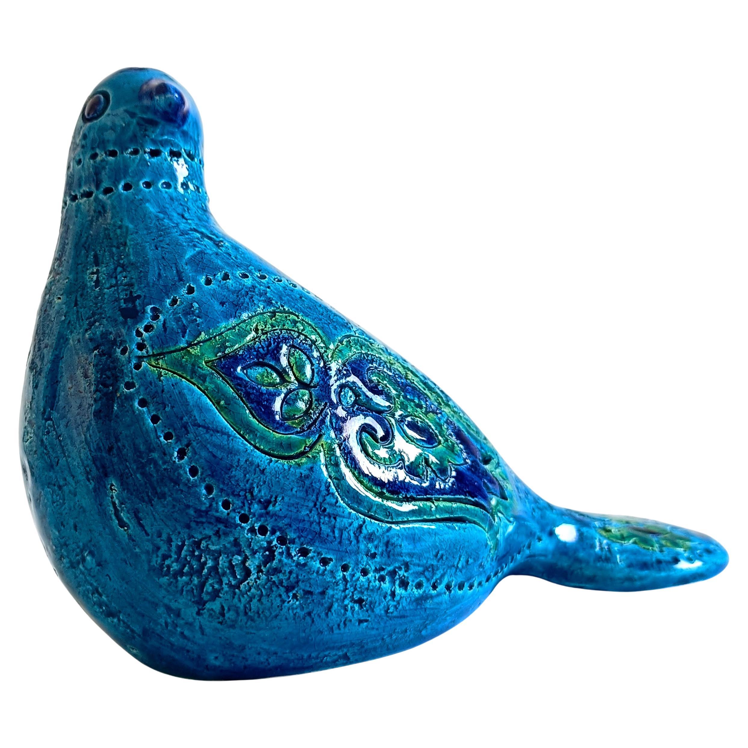 Aldo Londi para Bitossi - Paloma de cerámica "Prezzemolo" azul Rímini, Italia, años 60 en venta