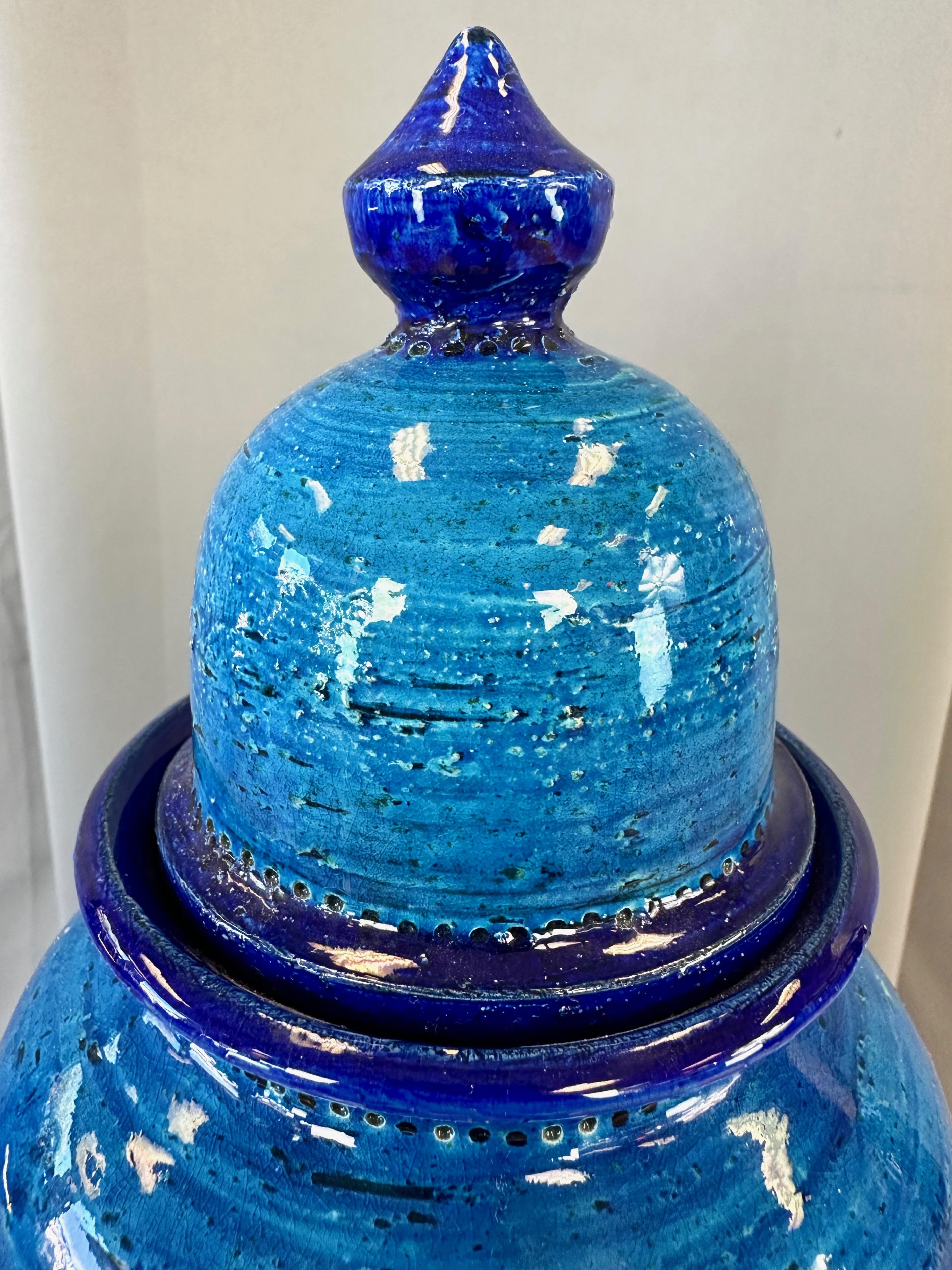 Aldo Londi for Bitossi Rimini Blue Tall Lidded Jar, 1960s For Sale 2