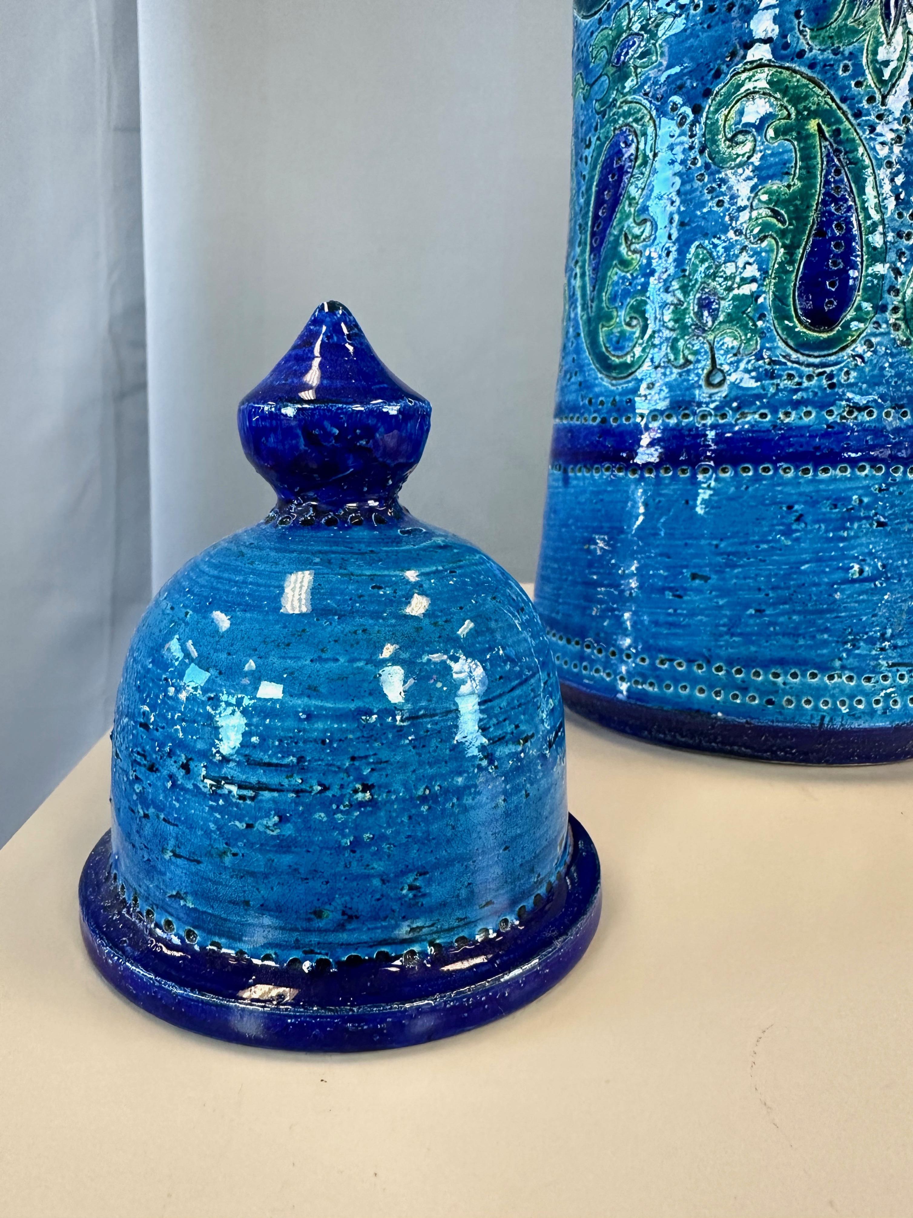 Aldo Londi for Bitossi Rimini Blue Tall Lidded Jar, 1960s For Sale 4