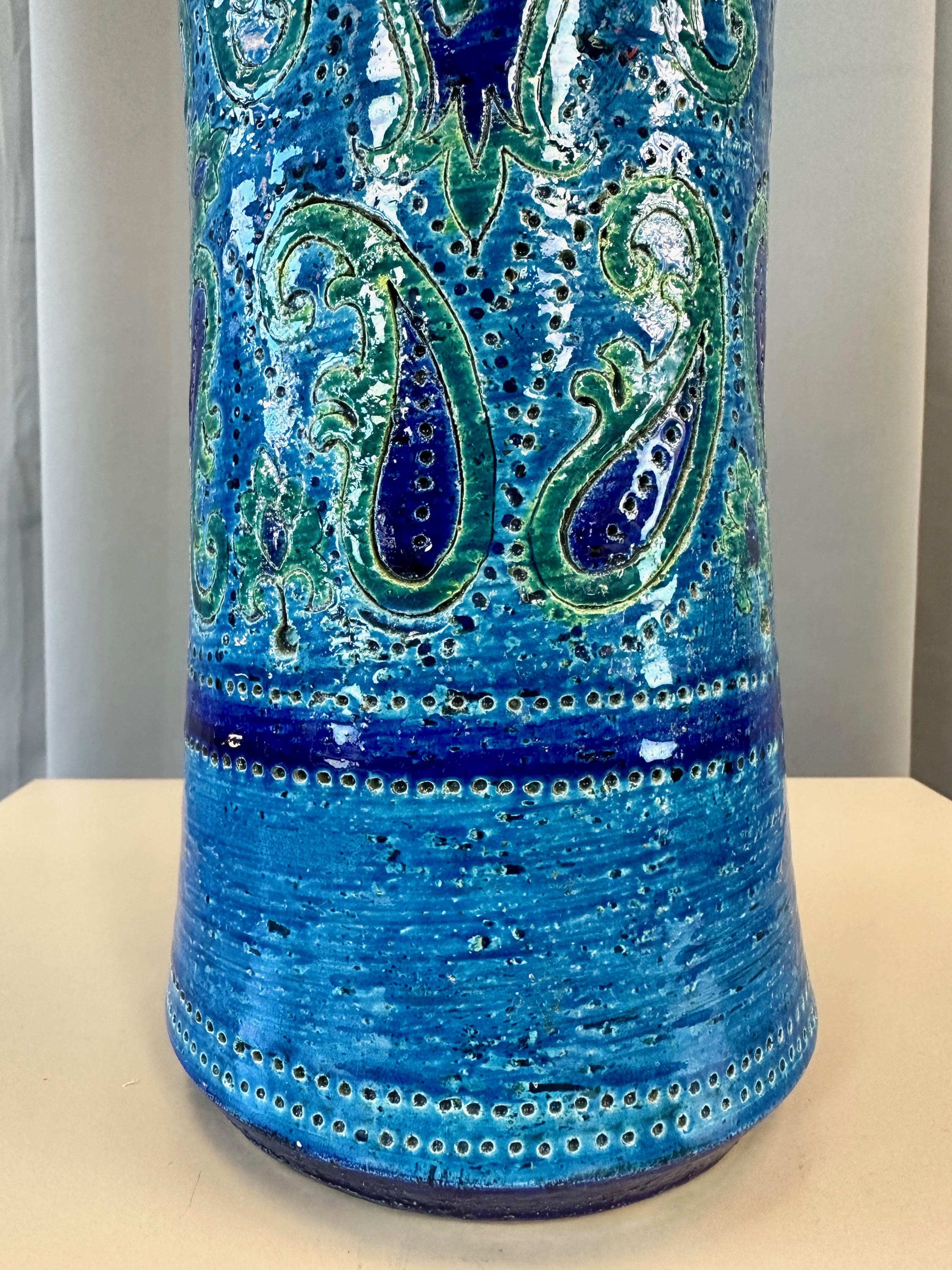 Mid-20th Century Aldo Londi for Bitossi Rimini Blue Tall Lidded Jar, 1960s For Sale