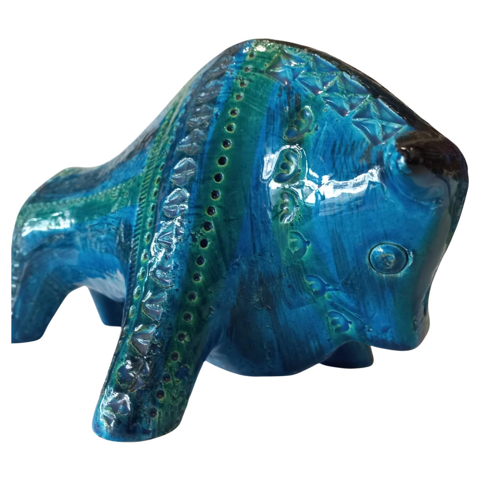 Metà XX secolo Aldo Londi per Bitossi Rimini Ceramic Bull, Italia, 1960 in vendita