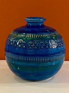Aldo Londi for Bitossi Round Vase in Rimini Blue