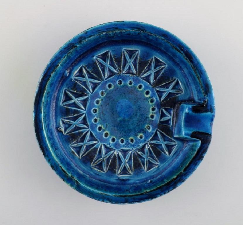 Mid-Century Modern Aldo Londi for Bitossi, Small Bowl in Rimini-Blue Glazed Ceramics