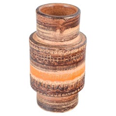 Aldo Londi for Bitossi. Stoneware “Sahara” vase with orange-brown relief glazing