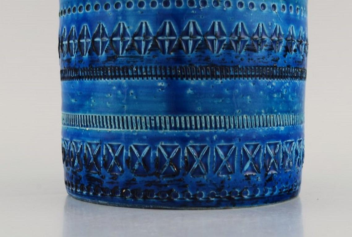 Mid-20th Century Aldo Londi for Bitossi. Two Rimini Blue Vases / Flower Pots in Glazed Ceramics