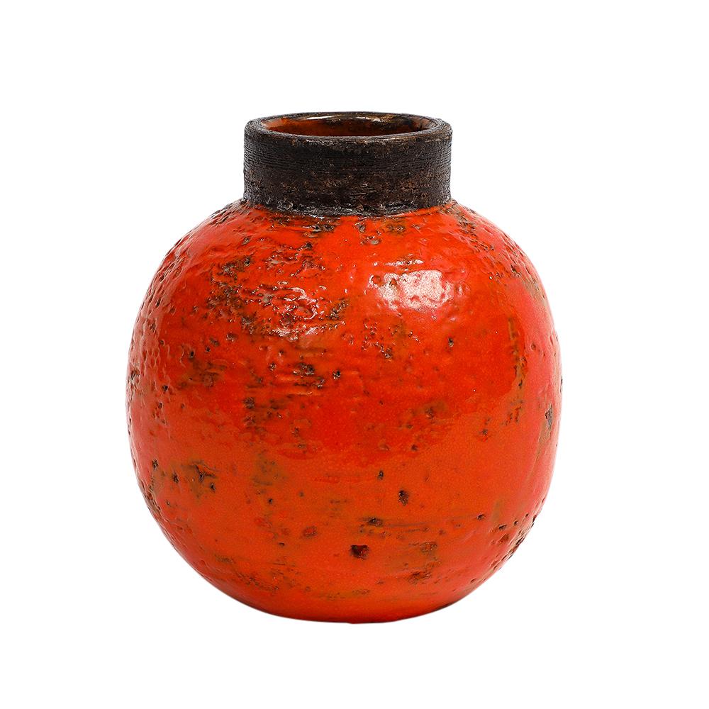 Jarrón Aldo Londi para Bitossi, cerámica, naranja, marrón, firmado en venta 2