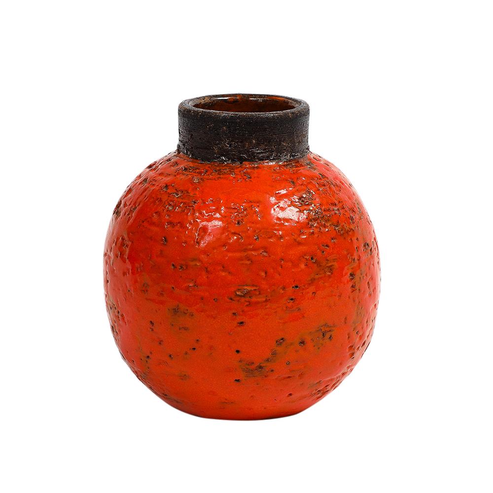 Jarrón Aldo Londi para Bitossi, cerámica, naranja, marrón, firmado Glaseado en venta