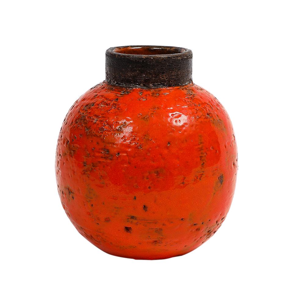 Jarrón Aldo Londi para Bitossi, cerámica, naranja, marrón, firmado en Bueno estado para la venta en New York, NY
