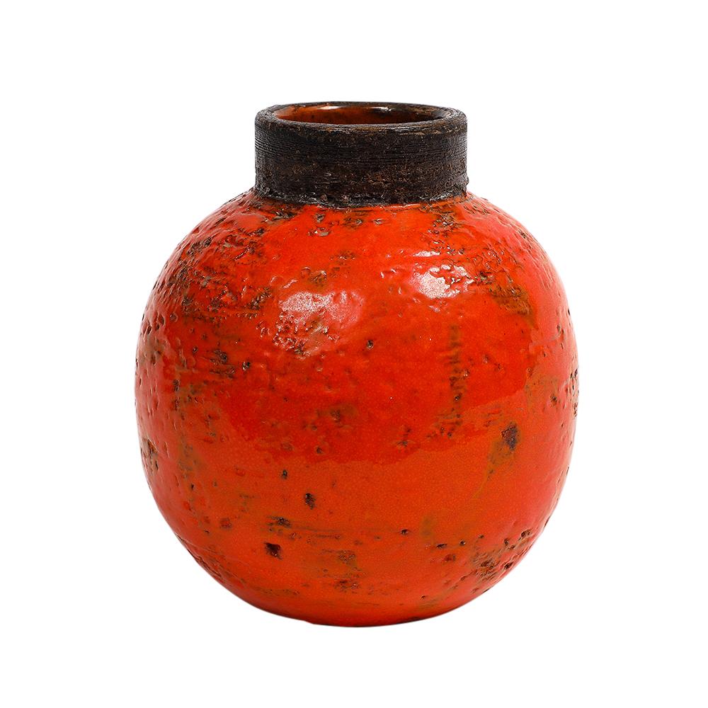Jarrón Aldo Londi para Bitossi, cerámica, naranja, marrón, firmado mediados del siglo XX en venta