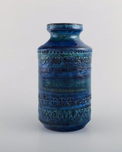 Aldo Londi for Bitossi, Vase in Rimini-Blue Glazed Ceramics, 1960s