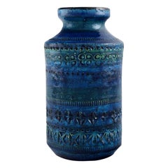 Aldo Londi for Bitossi, Vase in Rimini-Blue Glazed Ceramics, 1960s