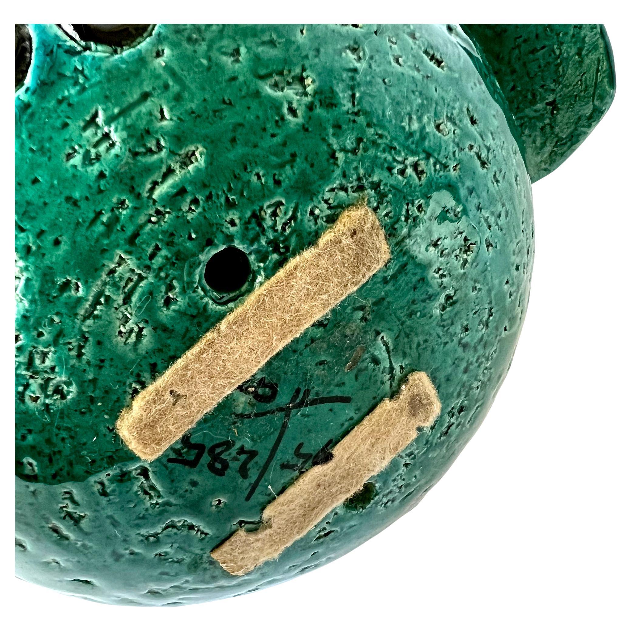 Aldo Londi für Bitossi, Vintage, italienischer modernistischer blau-grüner Teilridge-Vogelhein, Vintage im Angebot 1