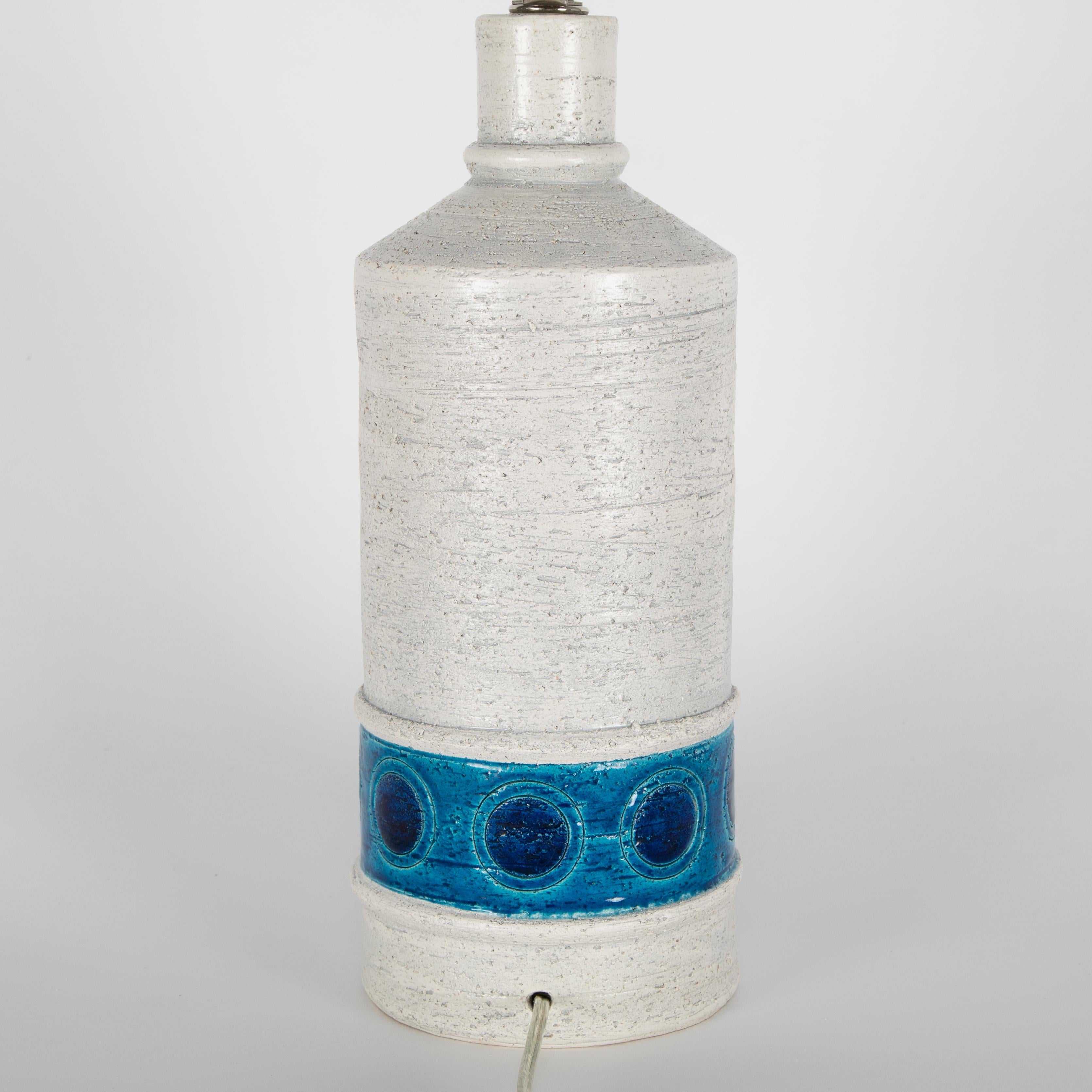 Aldo Londi for Bitossi White and Blue Ceramic Table Lamps, circa 1950s For Sale 4